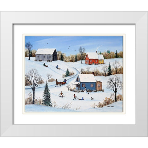 Country Road White Modern Wood Framed Art Print with Double Matting by Mark, Sharon