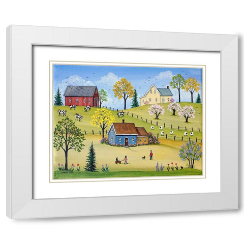 Everythings Blooming White Modern Wood Framed Art Print with Double Matting by Mark, Sharon