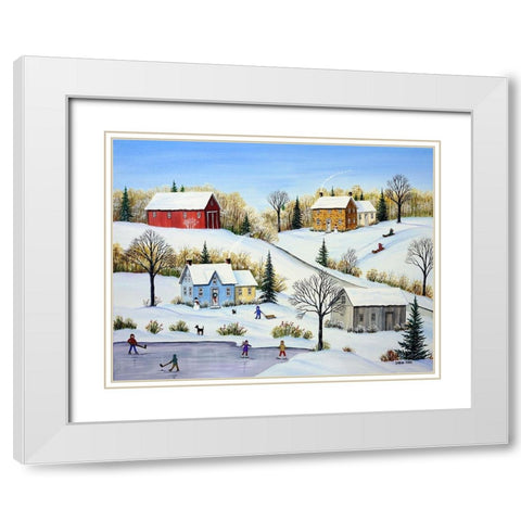 Fun Times in Winter White Modern Wood Framed Art Print with Double Matting by Mark, Sharon