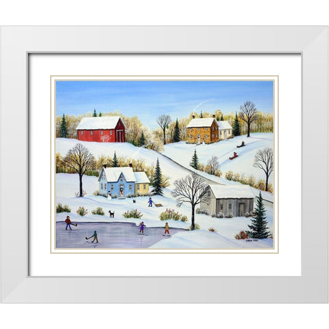 Fun Times in Winter White Modern Wood Framed Art Print with Double Matting by Mark, Sharon