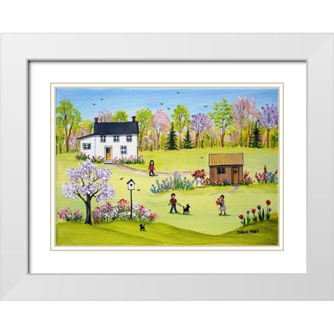 In the Garden White Modern Wood Framed Art Print with Double Matting by Mark, Sharon