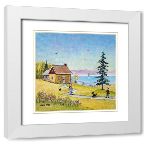 Little Cottage White Modern Wood Framed Art Print with Double Matting by Mark, Sharon