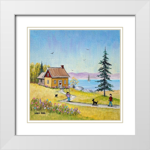 Little Cottage White Modern Wood Framed Art Print with Double Matting by Mark, Sharon