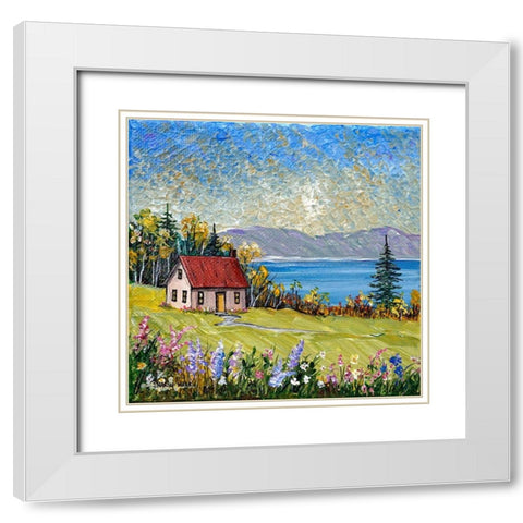 Little House by the Water White Modern Wood Framed Art Print with Double Matting by Mark, Sharon