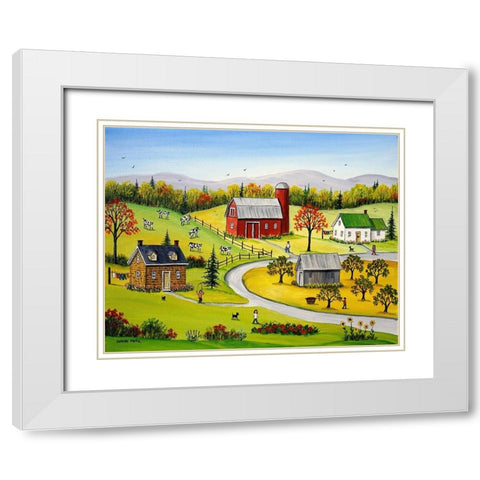 Pumpkins and Sunflowers White Modern Wood Framed Art Print with Double Matting by Mark, Sharon