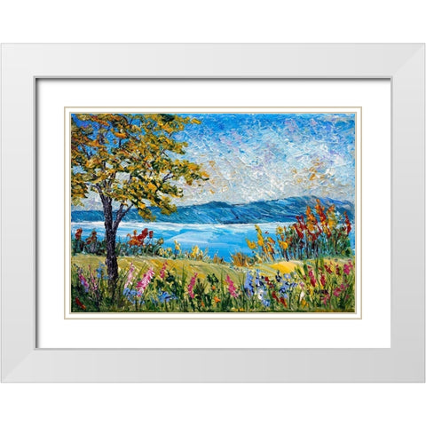 River White Modern Wood Framed Art Print with Double Matting by Mark, Sharon