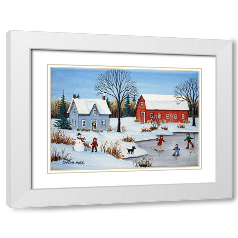 Skating Fun White Modern Wood Framed Art Print with Double Matting by Mark, Sharon