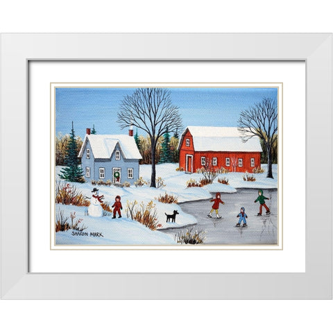 Skating Fun White Modern Wood Framed Art Print with Double Matting by Mark, Sharon