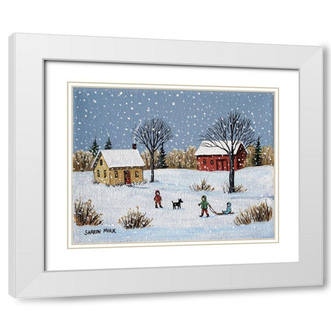 Snow Day White Modern Wood Framed Art Print with Double Matting by Mark, Sharon