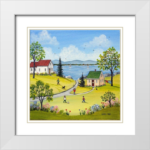 Spring by the Lake White Modern Wood Framed Art Print with Double Matting by Mark, Sharon