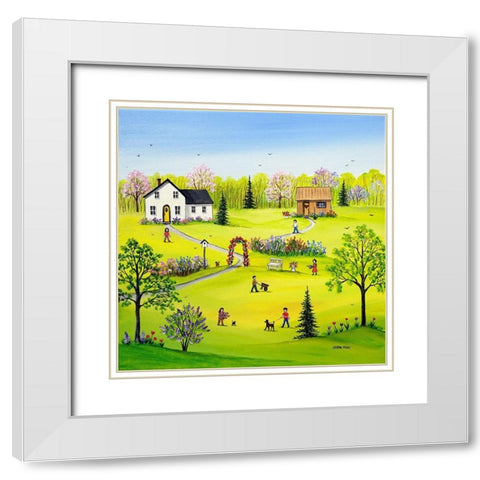 Spring is Blooming White Modern Wood Framed Art Print with Double Matting by Mark, Sharon