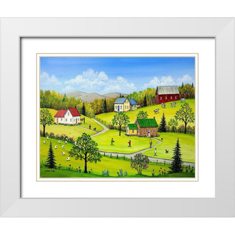 Spring Splendour White Modern Wood Framed Art Print with Double Matting by Mark, Sharon