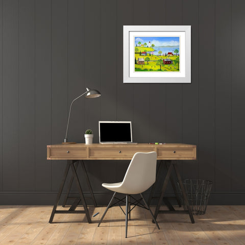 Summer Playtime White Modern Wood Framed Art Print with Double Matting by Mark, Sharon