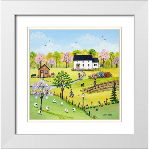 Tending the Garden White Modern Wood Framed Art Print with Double Matting by Mark, Sharon