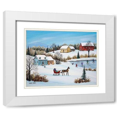 Time for a Sleigh Ride White Modern Wood Framed Art Print with Double Matting by Mark, Sharon