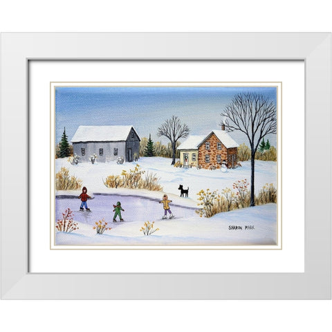 We Love Winter White Modern Wood Framed Art Print with Double Matting by Mark, Sharon