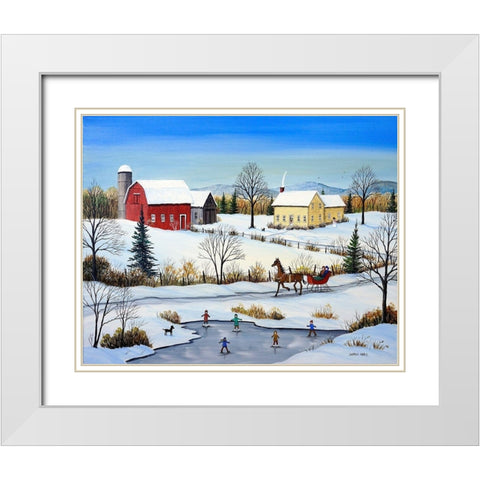 Winter in Canada White Modern Wood Framed Art Print with Double Matting by Mark, Sharon