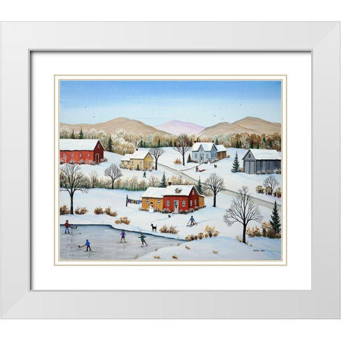 Winter in the Mountains White Modern Wood Framed Art Print with Double Matting by Mark, Sharon
