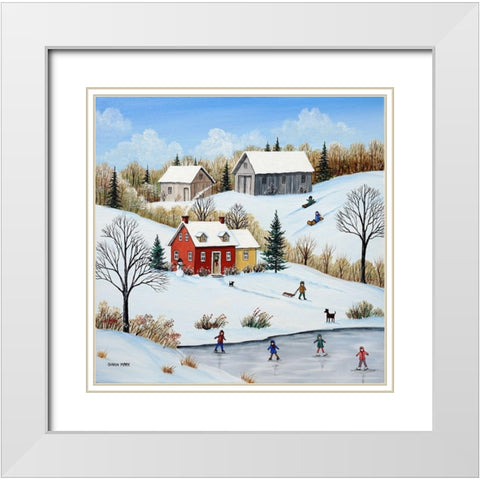Winter is Divine White Modern Wood Framed Art Print with Double Matting by Mark, Sharon