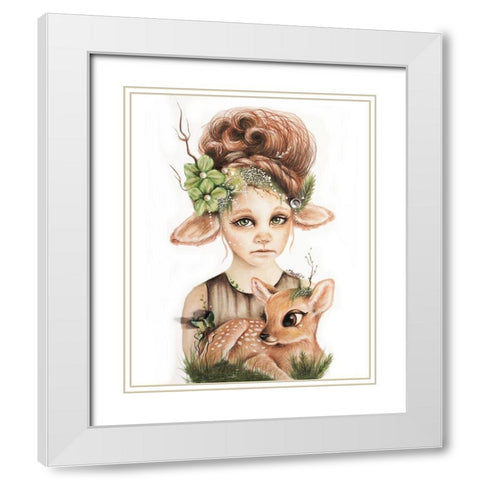 Faline - Only Friend In The World White Modern Wood Framed Art Print with Double Matting by Sheena Pike Art