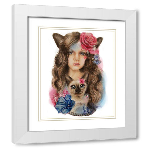 Sweetheart - Only Friend In The World White Modern Wood Framed Art Print with Double Matting by Sheena Pike Art