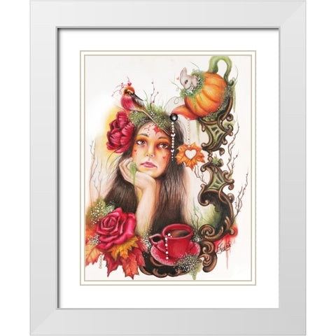 Autumn Tea - Tea Series White Modern Wood Framed Art Print with Double Matting by Sheena Pike Art