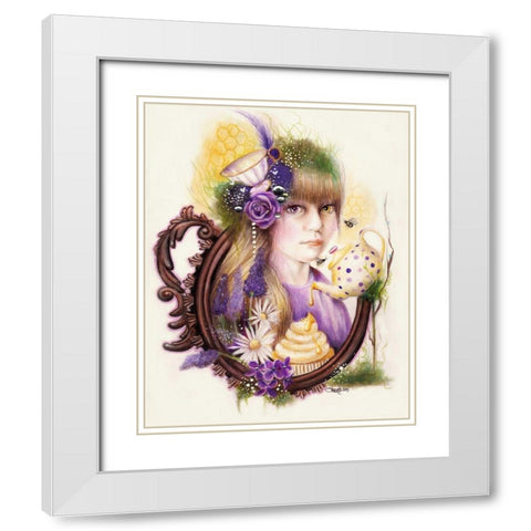 Lavender Honey - Tea Series White Modern Wood Framed Art Print with Double Matting by Sheena Pike Art