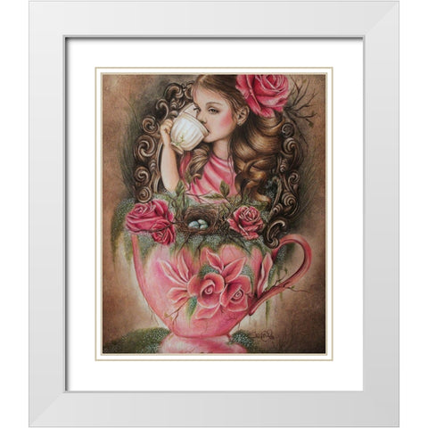 Porcelain - Tea Series White Modern Wood Framed Art Print with Double Matting by Sheena Pike Art