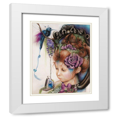 Tea And PeriWinkle - Tea Series White Modern Wood Framed Art Print with Double Matting by Sheena Pike Art