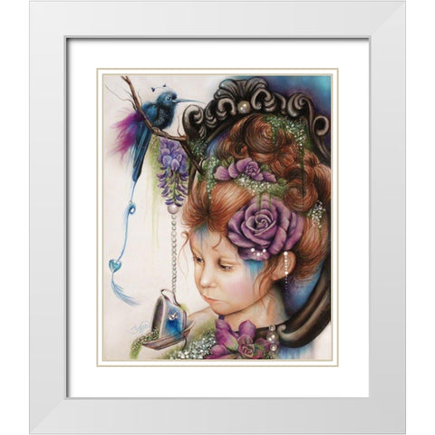 Tea And PeriWinkle - Tea Series White Modern Wood Framed Art Print with Double Matting by Sheena Pike Art