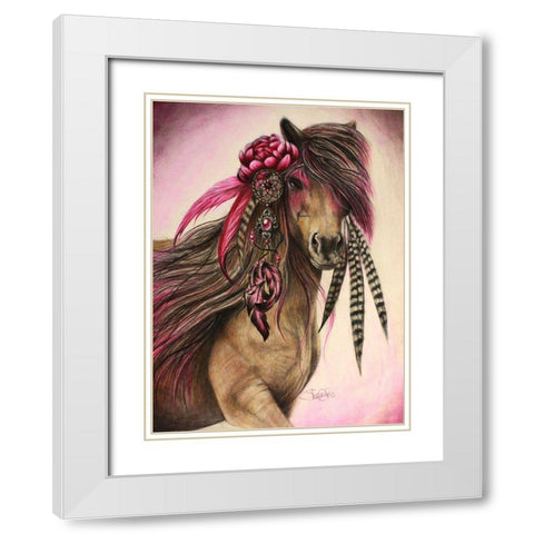 Magenta Warrior White Modern Wood Framed Art Print with Double Matting by Sheena Pike Art