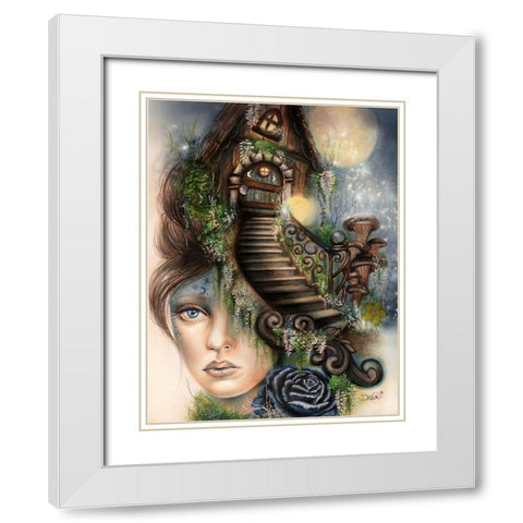 Moonlit Manor White Modern Wood Framed Art Print with Double Matting by Sheena Pike Art
