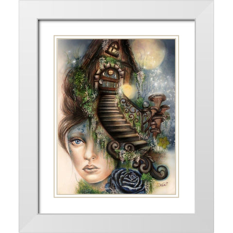 Moonlit Manor White Modern Wood Framed Art Print with Double Matting by Sheena Pike Art