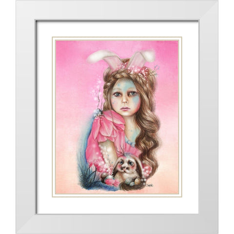 Bunny - Only Friend in the World White Modern Wood Framed Art Print with Double Matting by Sheena Pike Art