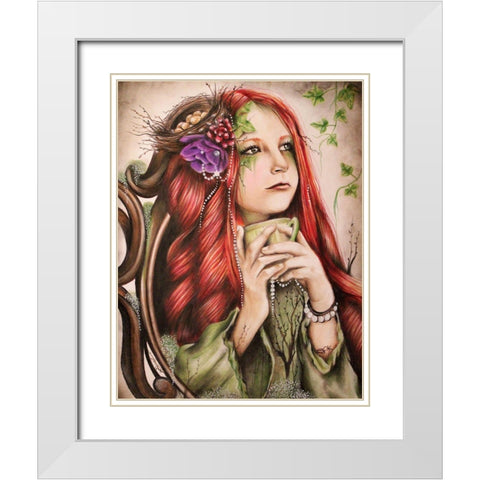 Ivy - Tea Series White Modern Wood Framed Art Print with Double Matting by Sheena Pike Art