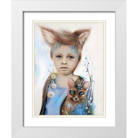 A Boy and his Fox - Only Friend in the World White Modern Wood Framed Art Print with Double Matting by Sheena Pike Art