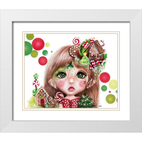 Ginger (Christmas) - MunchkinZ Elf White Modern Wood Framed Art Print with Double Matting by Sheena Pike Art