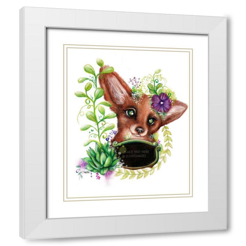 Blank Sign Fox White Modern Wood Framed Art Print with Double Matting by Sheena Pike Art