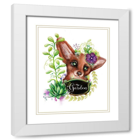 The Garden Sign Fox White Modern Wood Framed Art Print with Double Matting by Sheena Pike Art