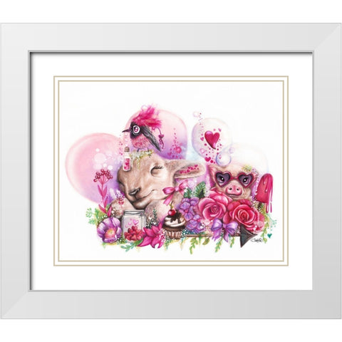 Dreaming of a Sweet Valentine White Modern Wood Framed Art Print with Double Matting by Sheena Pike Art