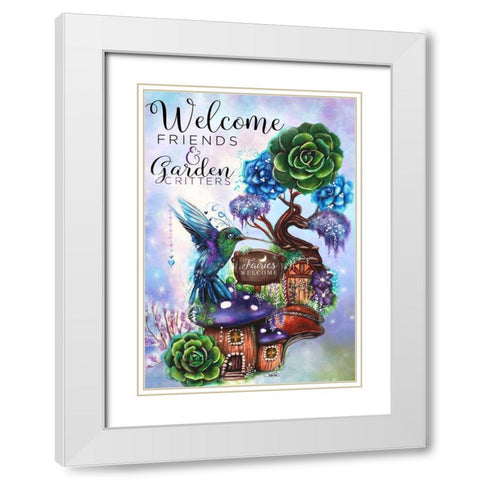Fairies Welcome - Garden Whimsiez White Modern Wood Framed Art Print with Double Matting by Sheena Pike Art
