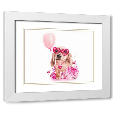 Pawsitively Love You - Daschund White Modern Wood Framed Art Print with Double Matting by Sheena Pike Art