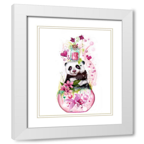 Panda Love Potion White Modern Wood Framed Art Print with Double Matting by Sheena Pike Art