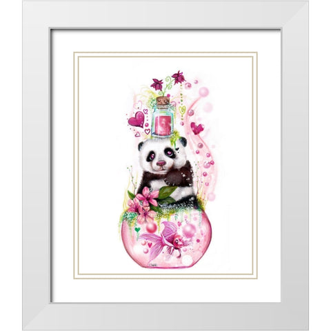 Panda Love Potion White Modern Wood Framed Art Print with Double Matting by Sheena Pike Art