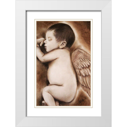 Angel of my Tears White Modern Wood Framed Art Print with Double Matting by Sheena Pike Art