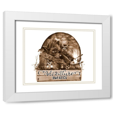 Adventure Awaits - Sepia White Modern Wood Framed Art Print with Double Matting by Sheena Pike Art