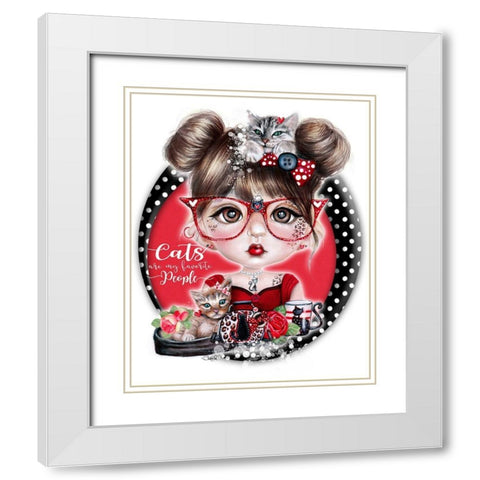 Cats are My Favorite People - Cat Crazy Chloe - MunchkinZ White Modern Wood Framed Art Print with Double Matting by Sheena Pike Art