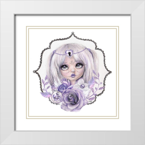Sugar Sweeties - Lavender Grey White Modern Wood Framed Art Print with Double Matting by Sheena Pike Art
