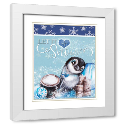 Winter Penguin - Let it Snow White Modern Wood Framed Art Print with Double Matting by Sheena Pike Art