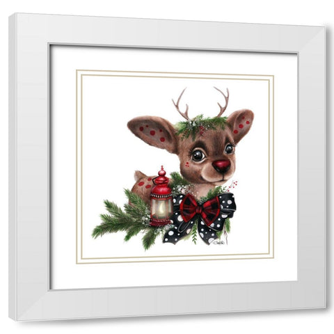 Rudolph White Modern Wood Framed Art Print with Double Matting by Sheena Pike Art